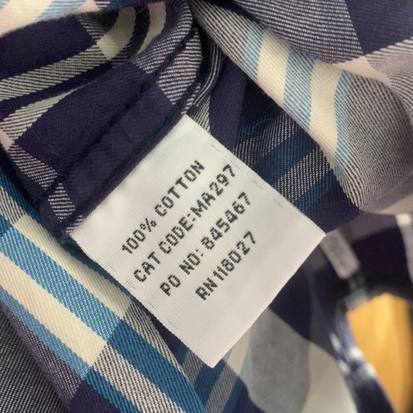 Boden plaid buttons down shirt navy blue purple size XL casual - Picture 4 of 13